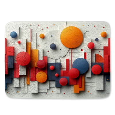 Composition abstraite, tapis de bain, décoration de salle de bain, formes variées
