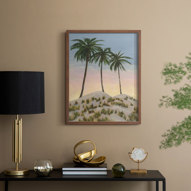Sunrise Palms II, reproduction encadrée - bois massif, H 21 po x l 17 po, Noyer