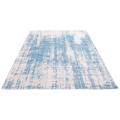 Tapis unique en viscose 8 pi x 10 pi turquoise New Age