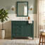 Meuble-lavabo autoportant 36 po en bois aggloméré avec lavabo en céramique blanc, armoire de salle de bain verte avec 2 tiroirs, tablettes de porte réglables et tiroir basculant-130996261-130996266