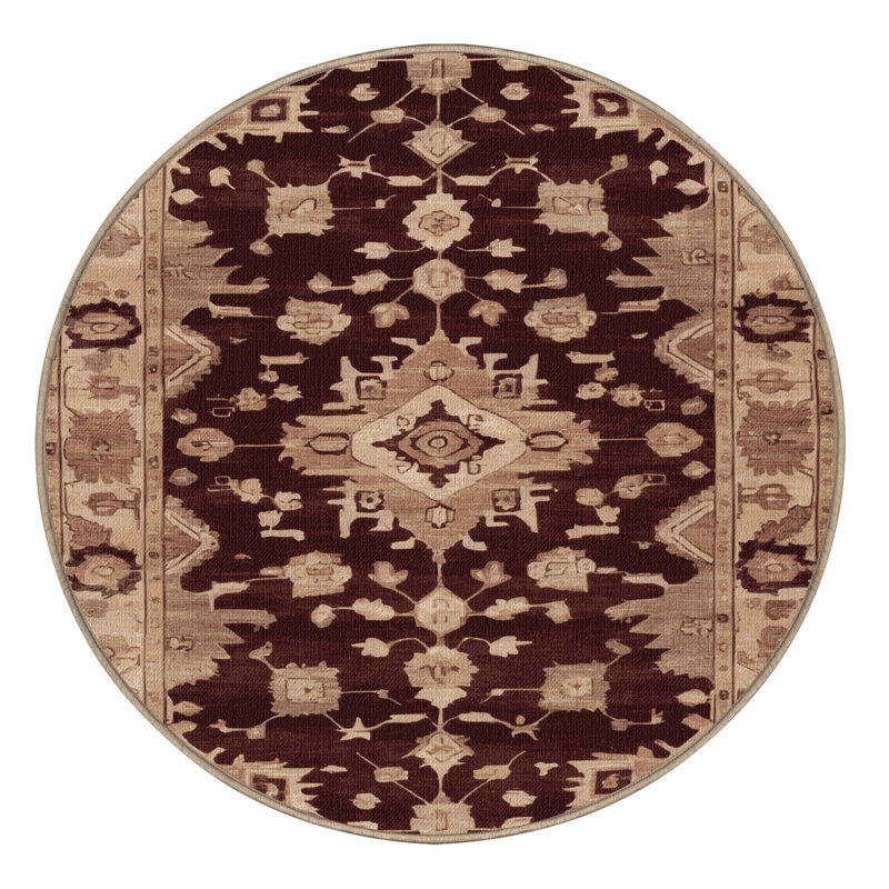 Tapis brun lavable à la machine, Rond 4 pi