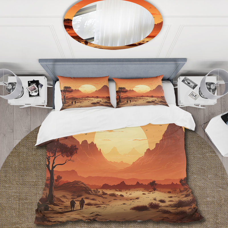 Ensemble de housse de couette mexicain Desert Serenity 1 - art mexicain, Housse de couette pour grand lit
