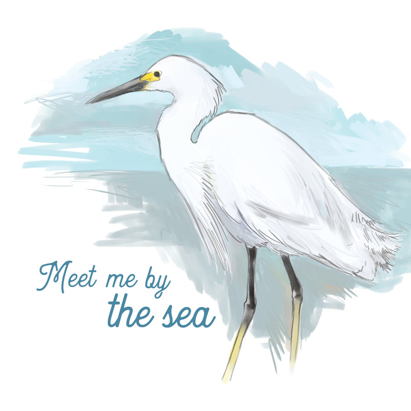 Meet Me By The Sea Bird - Wrapped Canvas Print, 91cm H x 91cm W x 3.8cm D