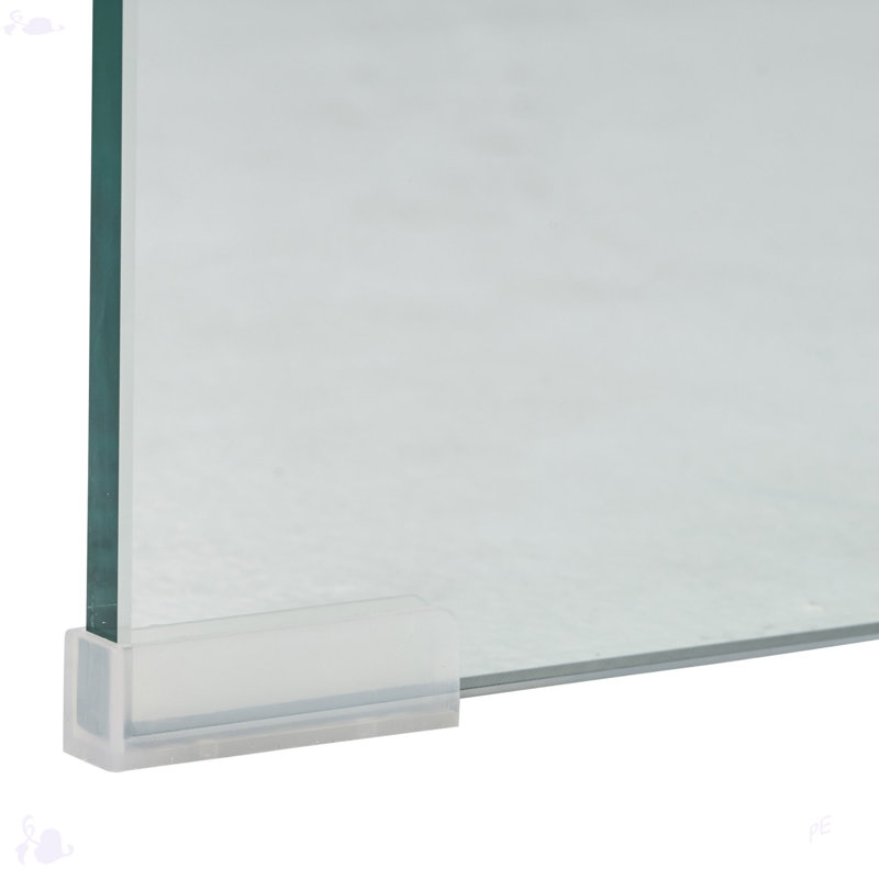 Dasher Glass Single Coffee Table, Clear, No, 13.8" H x 39.3" L x 19.7" W