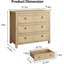 Commode 3 pièces en rotin pour chambre à coucher, commode haute 29 po, commode haute Boho avec rangement, commode en bois pour commode pour chambre à coucher