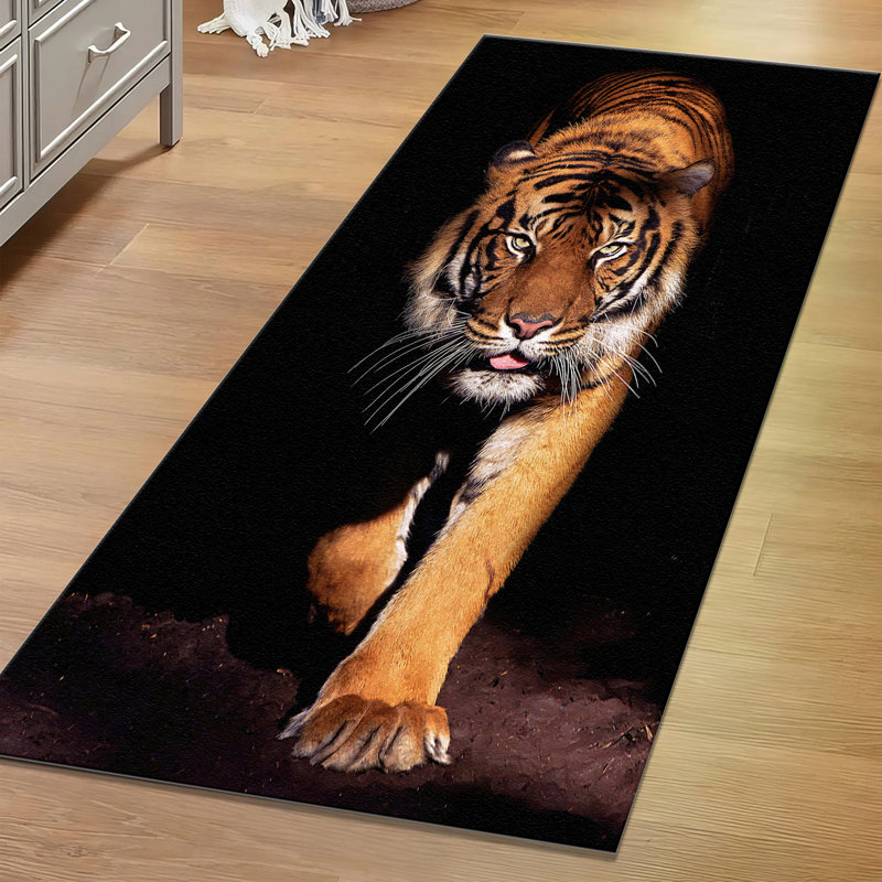Floral Pattern Non-Woven Soft Printed Rug Featuring Vibrant Shades of Blue and Red in an Intricate Design Ideal for Adding a Splash of Color to Any Room in Your Home