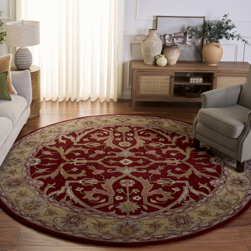 Tapis oriental en laine touffeté à la main Balthrop, Rond 8 pi