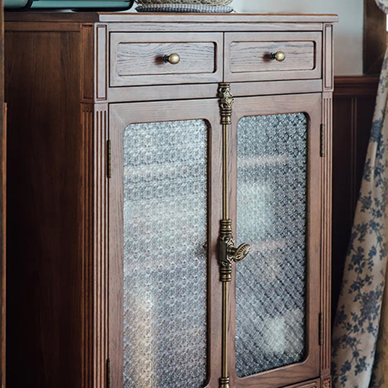 Armoire en verre multifonctionnelle de style américain, Marron foncé