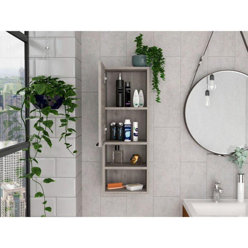 2-Shelf Bathroom Cabinet, Light Gray