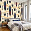Papier peint adhésif auto-adhésif moderne pour la chambre à coucher, avec outils de toilettage bleu et rouge