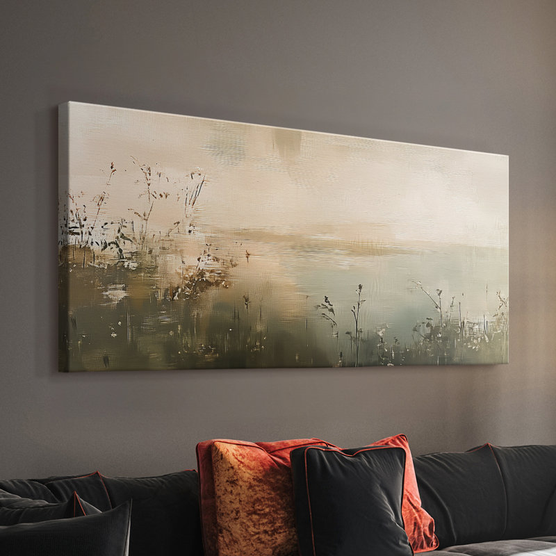Série abstraite-Lxxiv- Toile tendue avec châssis-Prêt à accrocher, 24" H x 48" W