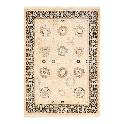 Urbas Mogul One-of-a-Kind Hand-Knotted Beige/Black Area Rug 4'1"" x 5'10 -  Isabelline, C458D2E83366437986A747A3ADC74184