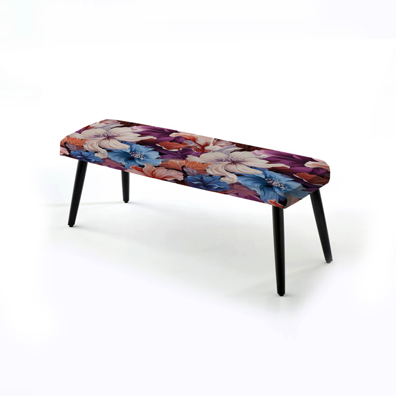 Floral Mirage Tropical Pattern - Tropical Upholstered Black Bench