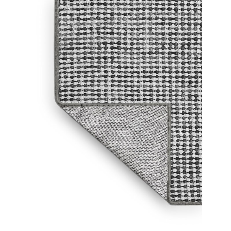 Tapis gris / noir en polyester / chenille tissé à la machine Nikolai, Rectangle 2 pi x 4 pi