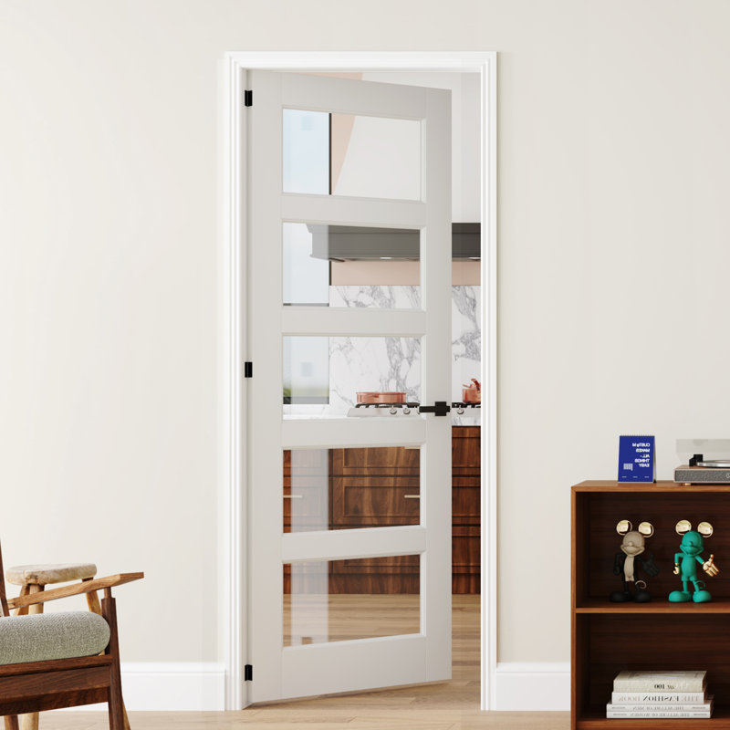 Porte pré-suspendue intérieure en verre massif blanc avec garde-manger à 5 lumières Pantry, 30 po x 80 po, Vers la gauche