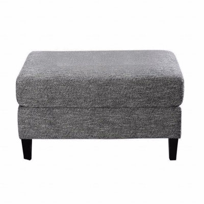 1Pc Contemporary Style Gray Chenille Upholstered Ottoman, Plush Seat For Living Room