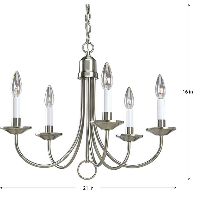 Berthine 5 - Light Dimmable Classic / Traditional Chandelier, Brushed Nickel