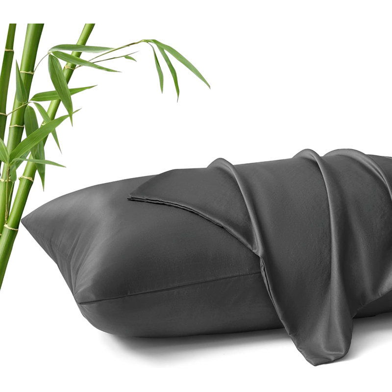 Taie d'oreiller rafraîchissante pour dormeurs chauds et sueurs nocturnes, ensemble de 2 taies d'oreiller 100% rayonne pour grand lit, taies d'oreiller enveloppantes et soyeuses, grises, 20 po x 30 po