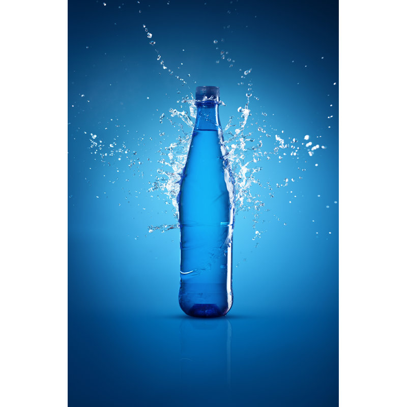 Water Bottle On Blue Background by Abu - Wrapped Canvas Print, 91cm H x 61cm W x 3.8cm D