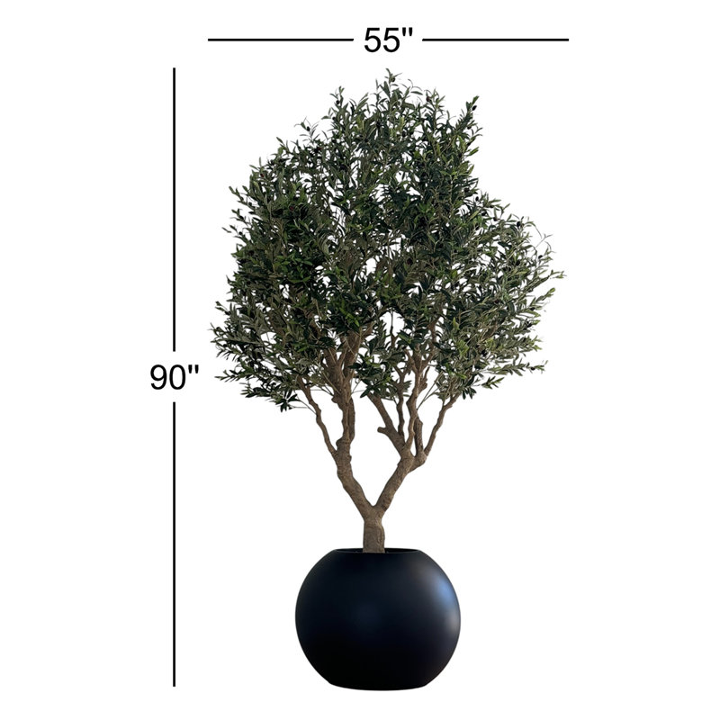 Artificial Olive Tree 30" Globe Planter, Black