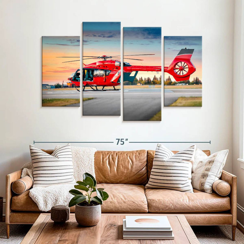 Mehar Red Helicopter, 42" H x 68" W