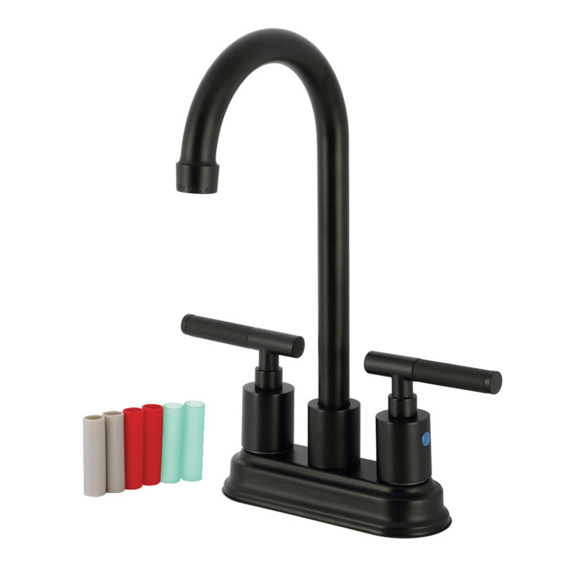 Kingston Brass Kaiser Two-Handle 2-Hole Deck Mount Bar Faucet, Matte Black