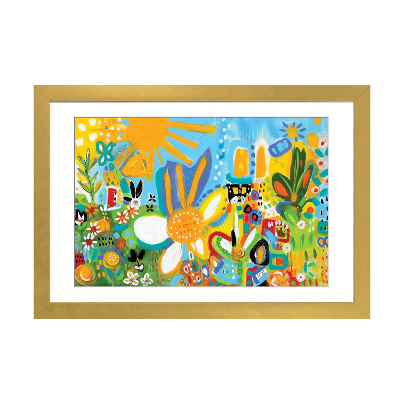 «Happy Garden», reproduction d'art mural - papier d'art encadré, Papier à coins ouverts avec passe-partout, H 16 po x l 24 po