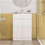 Ensemble de meuble-lavabo 24 po avec lavabo, meuble 2 portes, avec tablette, conception sans poignée, lavabo en céramique à bordure épaisse unique, charnière à système de fermeture en douceur, assemblage facile, blanc brillant