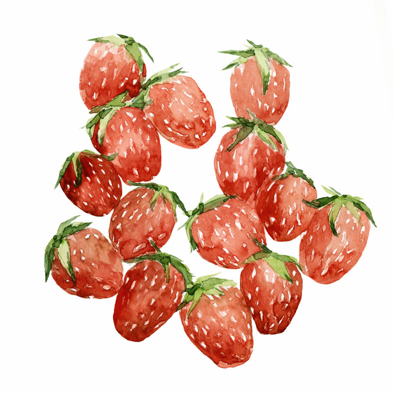 «Strawberry Picks I» par Annie Warren - peinture sur toile tendue, H 36 po x l 36 po