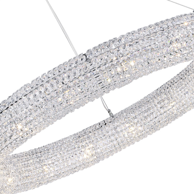 16 Light Chandelier, 40 Inch Chrome Finish with Crystal Accents, Adjustable Hanging Chain, Dining Room Fixture