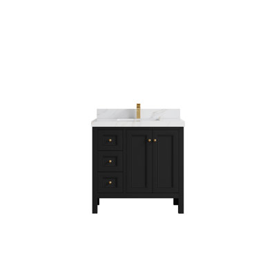 Nashville 36 In. W X 22 In. D Center Sink Bathroom Vanity In Alabaster With 2 In.