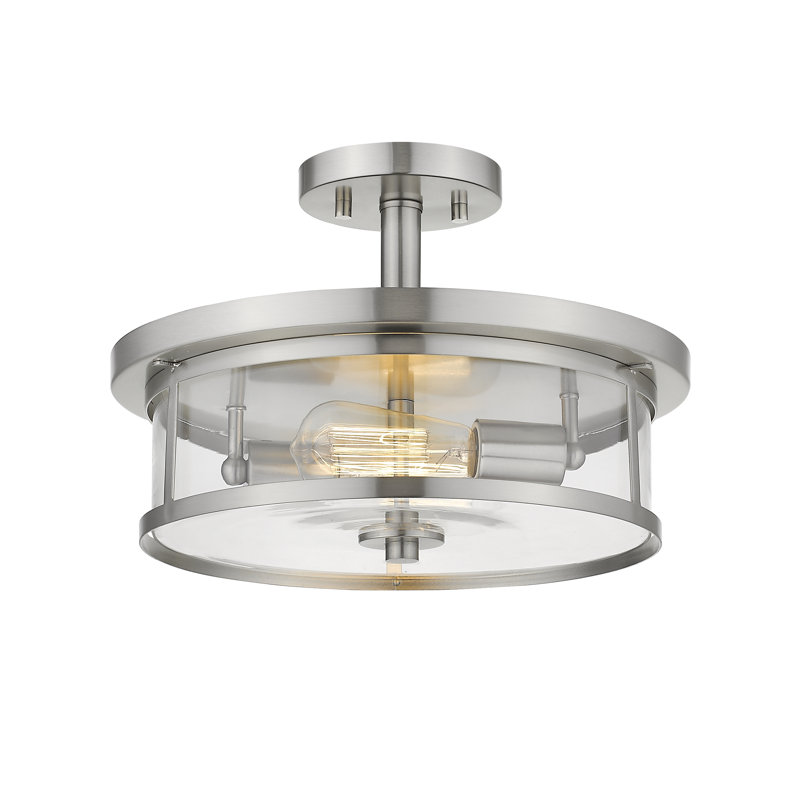 Plafonnier encastré 2 lumières 13,75 po Attah, Nickel brossé