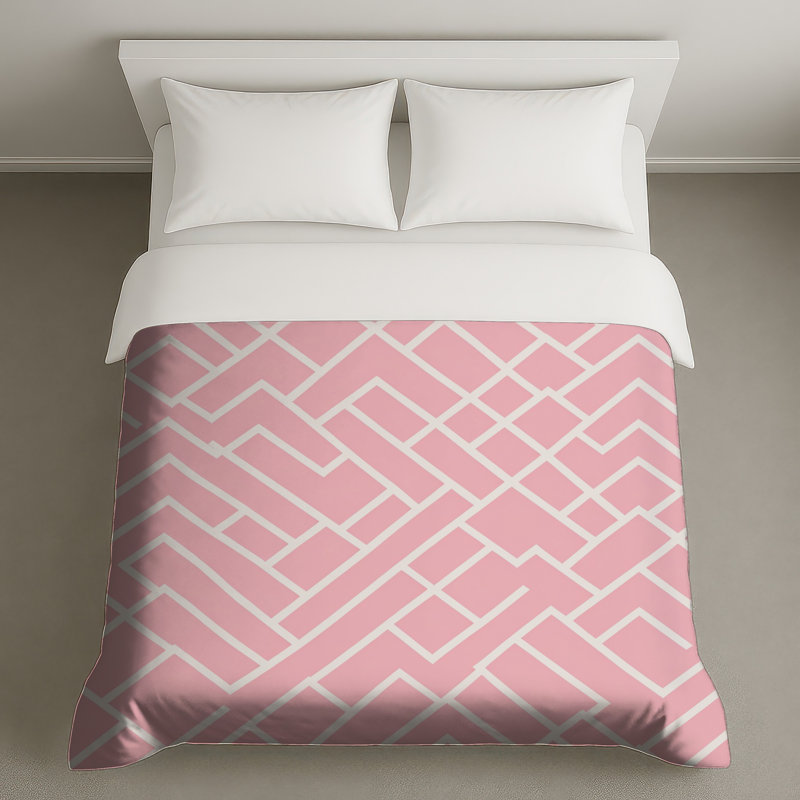 Housses de couette à lignes géométriques roses, Très grand lit