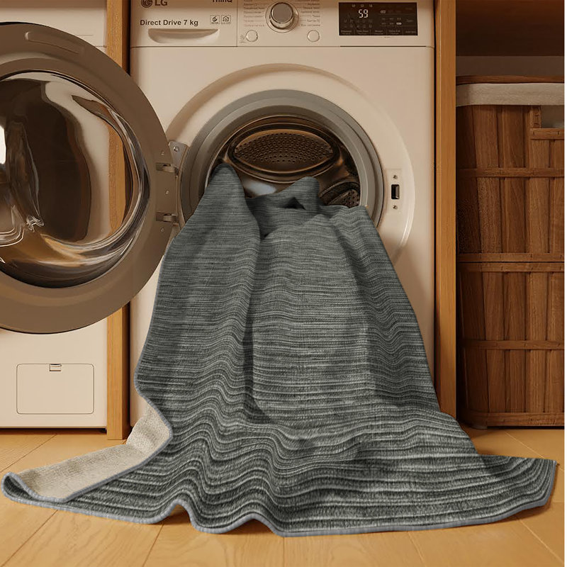 Machine Washable Solid Brown Area Rug, Round 4'