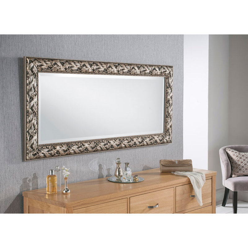 Solid Wood Rectangle Mirror, 107cm H x 76cm W, Silver