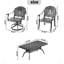 L'ensemble de salle à manger toutes saisons en fonte d'aluminium comprend 2 chaises pivotantes, des chaises et une table rectangulaire