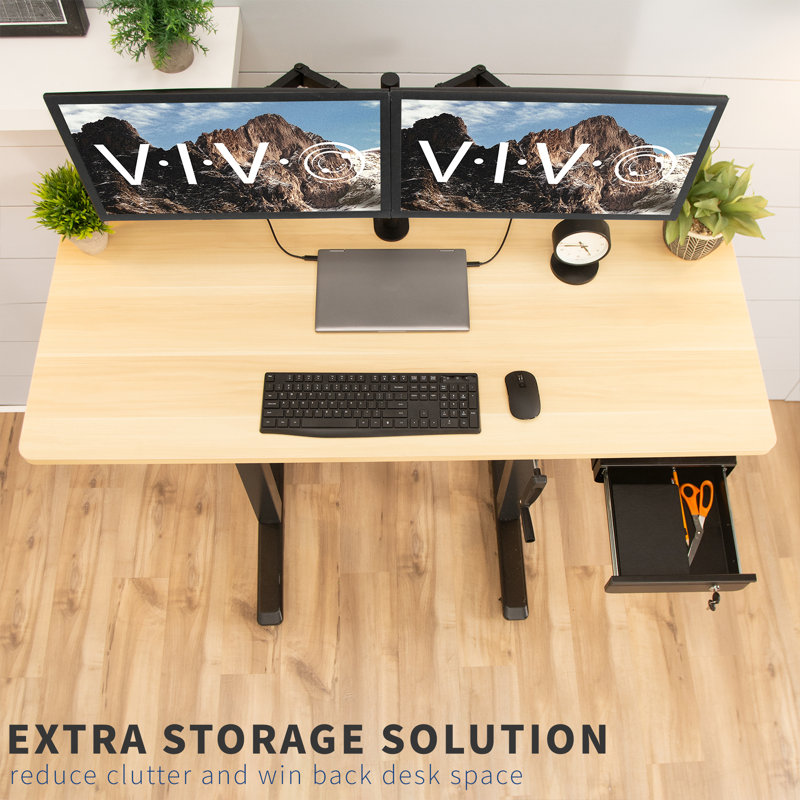 Sleek Black Steel Lockable Under Desk Storage Drawer