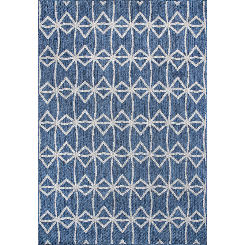 Tapis intérieur / extérieur bleu Damacio, Rectangle 3 pi 7,2 po x 5 pi