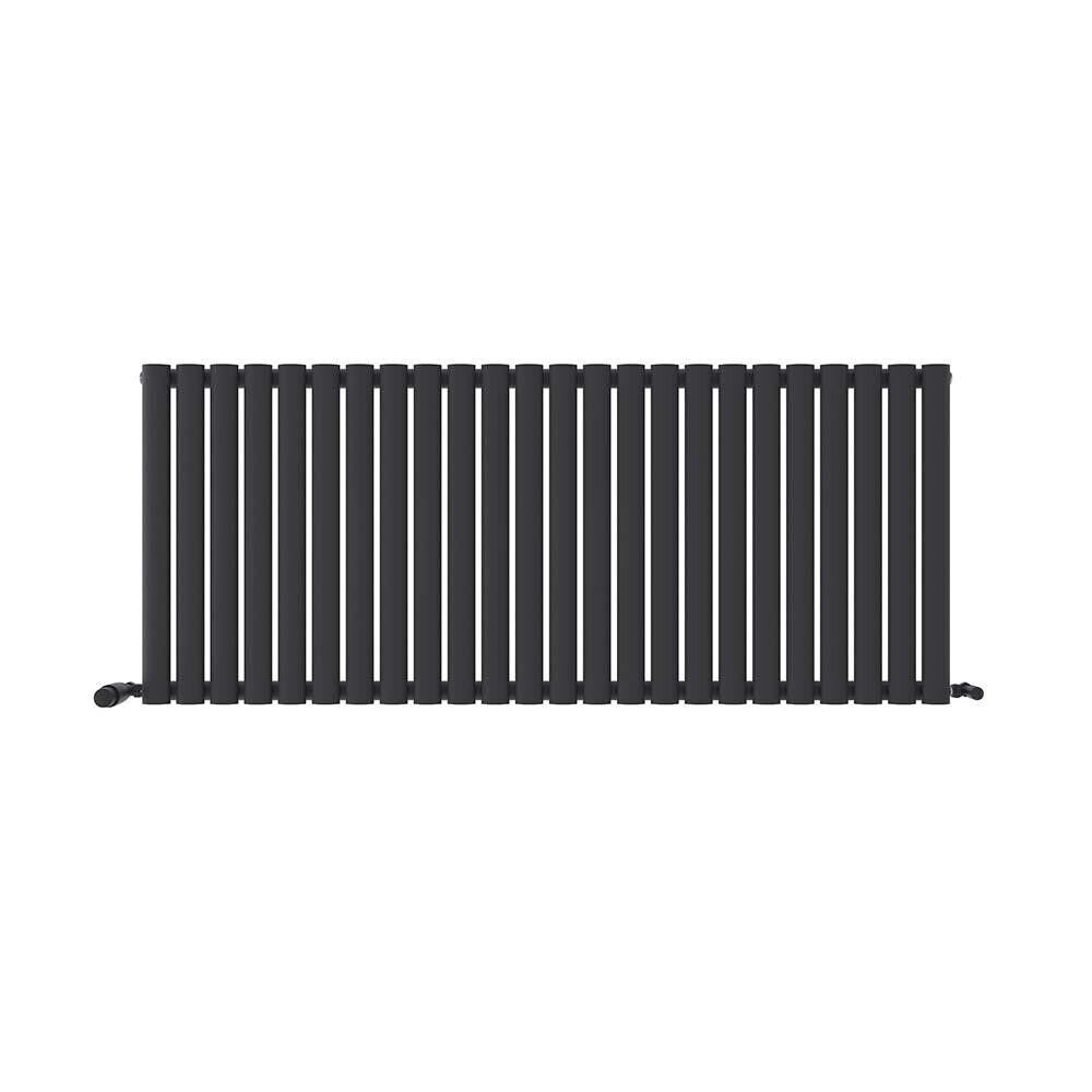 iBathUK Princia Horizontal Single Oval Panel Radiator Angled Valve