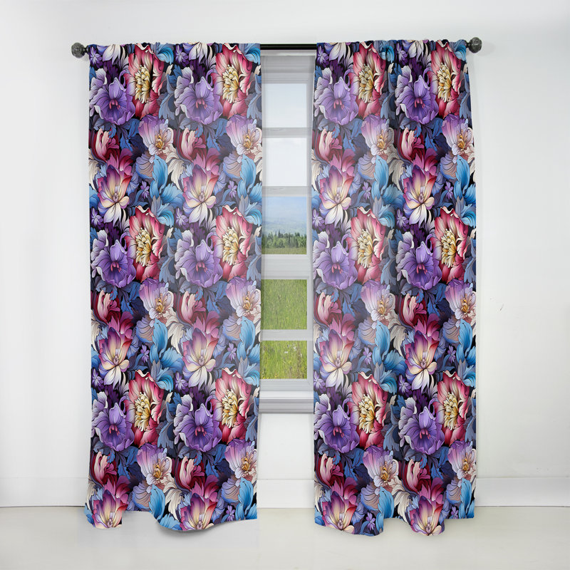 Floral Mirage Tropical Motif III - Rideau floral - Rideau floral obscurcissant - 1 panneau, L 52 po x L 95 po