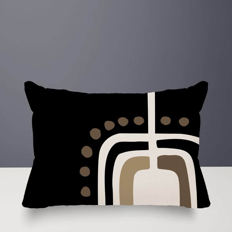 Coussin lombaire réversible intérieur / extérieur Sofi Minimalist, H 14 po x l 20 po, Noir, noir, noir, noir
