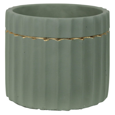 Scalloped Gold Band Pot Planter