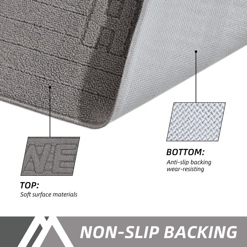 Machine-washable Non-slip Indoor Door Mat, 20'' W x 32'' L, Gray