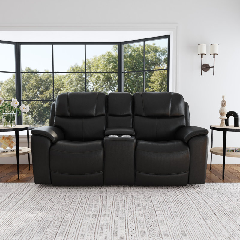Causeuse inclinable électrique Cooper avec console et appuie-têtes électriques et lombaires, Noir
