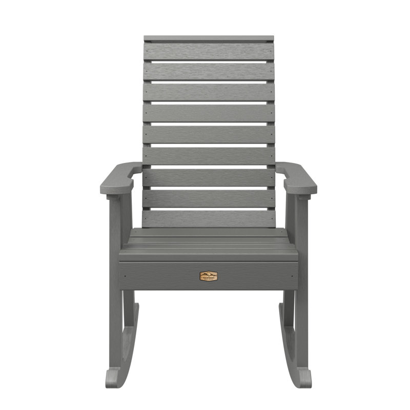 Chaise berçante en plastique Elisiah, Teck côtier