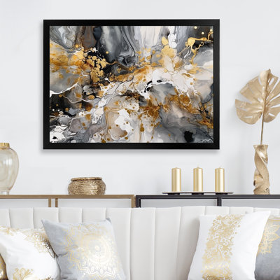 Grey Gold Delicate Abstract Brushstrokes IV - Abstract Marble Wall Decor