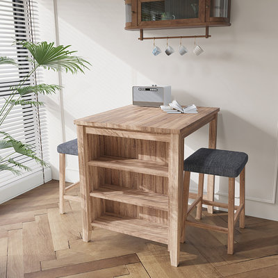 3 Pieces Counter Height Table Set, 1 Table And 2 Stools