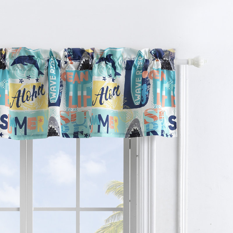 Wave Rider Blue and Gray Blackout Rod Pocket Valance