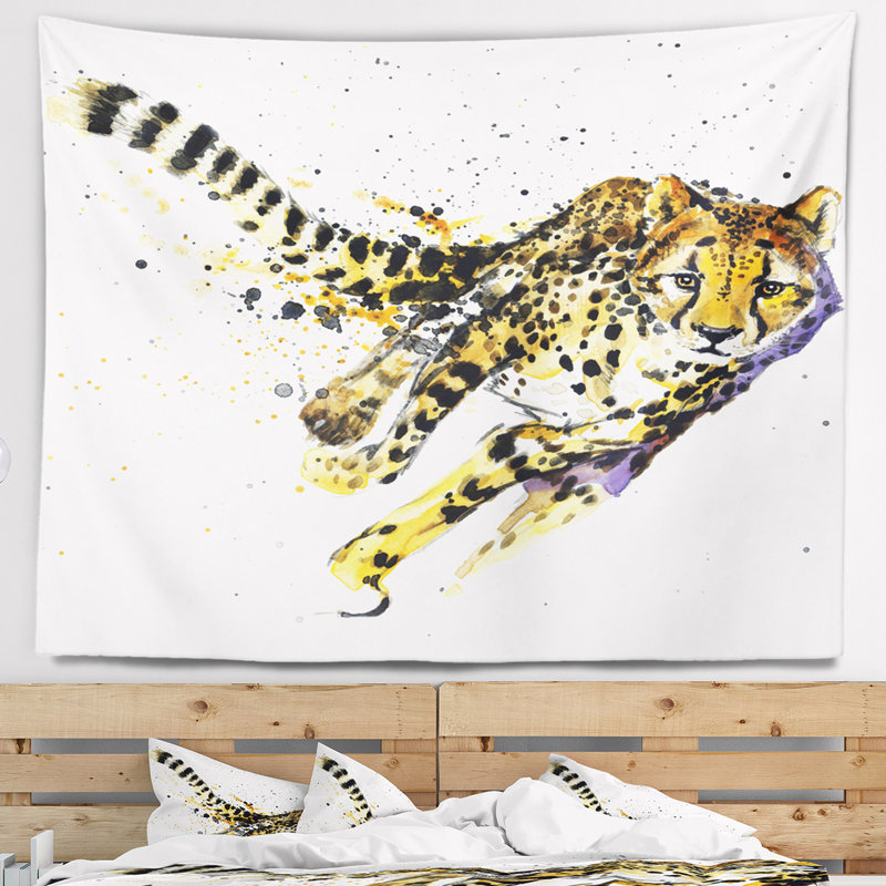 Tapisserie d'illustration d'illustration de guépard Animal, H 32 po x l 39 po