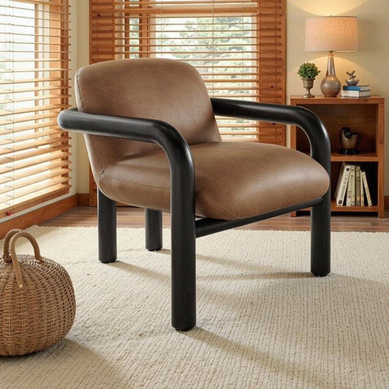 Chaise longue moderne avec accoudoirs arrondis - courbes sculpturales, Noir